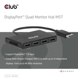 Club 3D CSV-7400 MST Hub 1x DisplayPort -> 4x DisplayPort