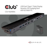 Club 3D CSV-1564W65 USB-C Dockingstation med 65W strømforsyning Sort