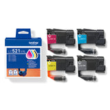 Brother LC521 Value Pack Sort Gul Cyan Magenta 500 sider Blæk
