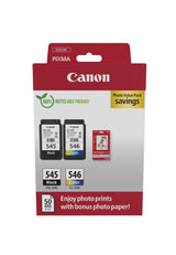 Canon PG-545 / CL-546 Value Pack Sort Farve (cyan, magenta, gul) Blækpatron/papirsæt