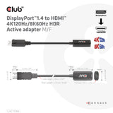 Club 3D CAC-1088 DisplayPort til HDMI Adapter Sort