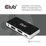 Club3D CSV-1591 USB-C 3.2 4-in-1 Hub Dockingstation Sort