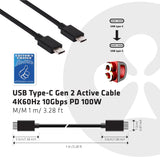 Club 3D CAC-1522 USB-C Gen 2 kabel 0.8m Sort