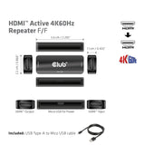 Club3D Active HDMI hun Repeater 4K 60Hz Signalforstækning op til 40 m