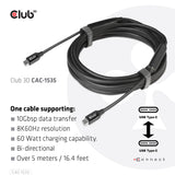 Club 3D CAC-1535 USB-C til DisplayPort 1.4 kabel 5m Sort