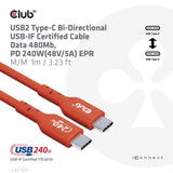 Club 3D CAC-1511 USB-C 240W kabel 1m Rød