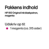 HP 912 Magenta 315 sider Blæk 3YL78AE