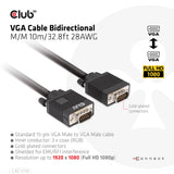Club 3D VGA-kabel 10m Sort