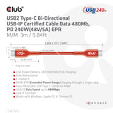 Club 3D CAC-1513 USB-C 240W kabel 3m Orange