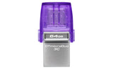 Kingston DataTraveler microDuo 3C 64GB USB 3.2 Gen 1 / USB-C USB stick Lilla Sølv