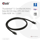 Club 3D CAC-2501 Thunderbolt 5 1m Sort Fabriksny
