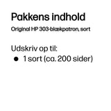 HP 303 Sort 200 sider Blæk