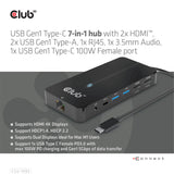 Club 3D CSV-1595 7-in-1 USB-C Dockingstation Sort