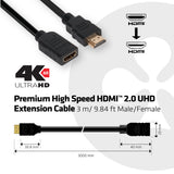 Club 3D CAC-1321 HDMI 2.0 forlængerkabel 3m Sort