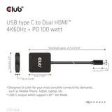 Club3D CSV-1558 Adapter USB-C til 2x HDMI Sort