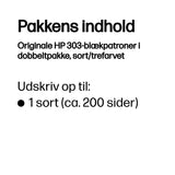 HP 303 Farve (cyan, magenta, gul) Pigmenteret sort Blæk 3YM92AE