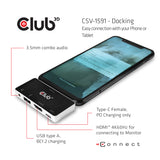 Club3D CSV-1591 USB-C 3.2 4-in-1 Hub Dockingstation Sort