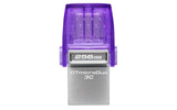 Kingston DataTraveler microDuo 3C 256GB USB 3.2 Gen 1 / USB-C USB stick Lilla Sølv