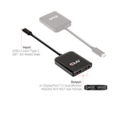 Club 3D CSV-1555 USB-C gen 2 til 2xDisplayPort videoadapter Sort