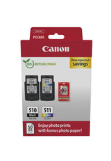 Canon PG-510/CL-511 Photo Paper Value Pack Sort Farve (cyan, magenta, gul) Blækpatron/papirsæt