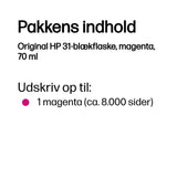 HP 31 Magenta 8000 sider Blækrefill 1VU27AE