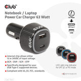 Club3D CAC-1922 Dual-USB Bil oplader 63W