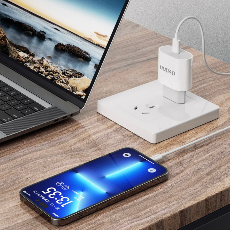 Dudao A8S USB-C Oplader PD 20W Hurtigopladning - iPhone/Android - Hvid