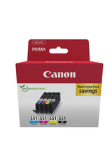 Canon CLI 551 BK/C/M/Y Multipack Sort Gul Cyan Magenta Blækbeholder