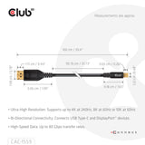 Club 3D CAC-1559 USB-C til DisplayPort 2.1 kabel 1m Sort
