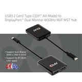 Club 3D CSV-1555 USB-C gen 2 til 2xDisplayPort videoadapter Sort