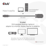 Club 3D CAC-1012 DisplayPort til VGA adapterkabel 2 m Sort