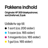 HP 300 Sort Farve (cyan, magenta, gul) Blæk CN637EE