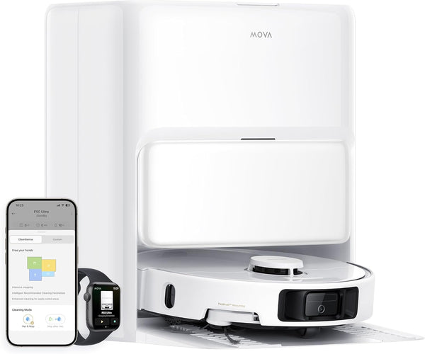 Mova P50 Ultra Robotstøvsuger – 19.000 Pa sugekraft, fleksibel moppe, 75 ℃ moppevask & fuldautomatisk rengøringsstation