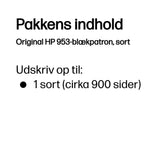HP 953 Black Original Sort 900 sider Blæk