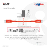 Club 3D CAC-1573 USB-C 240W kabel 2m Rød