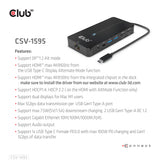 Club 3D CSV-1595 7-in-1 USB-C Dockingstation Sort