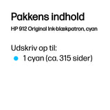 HP 912 Cyan 315 sider Blæk 3YL77AE