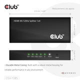 Club3D CSV-1385 4-Port HDMI Splitter 4K 120Hz