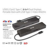 Club 3D CSV-1584 Dockingstation - USB Type C 6-in-1 MST Dual 4K60Hz Dual 4K60Hz