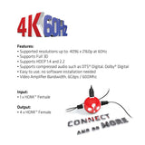 Club 3D CSV-1380 HDMI 2.0 Splitter 4 porte
