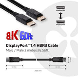Club 3D CAC-2068 DisplayPort 1.4 kabel 2m Sort