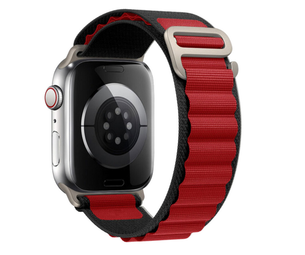 Apple Watch Rem Alpine Nylon Sort / Rød