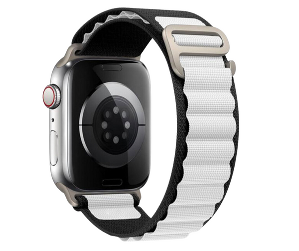Apple Watch Rem Alpine Nylon Sort / Hvid
