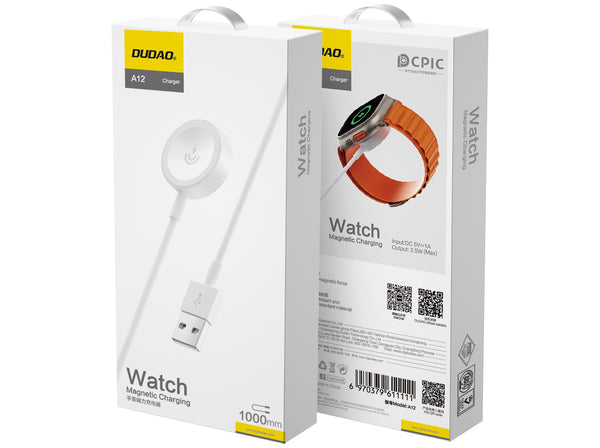 Dudao A12 Magnetisk Trådløs Oplader til Apple Watch (Gen 1–5) – 2.5W – Hvid