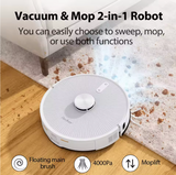 Redkey R10 Robotstøvsuger – 2-i-1 med moppefunktion – 4000Pa – LiDAR – Automatisk tømning – Sort