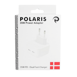 35W Power Adapter / Hurtigoplader iPhone - Dual USB-C - Hvid