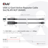 Club 3D CAC-1404 USB-A 3.2 Gen1 aktiv forlængerkabel 5m Sort