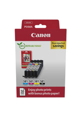 Canon CLI 581 C/M/Y/BK Photo Value Pack Sort Gul Cyan Magenta Blækbeholder / papirsæt