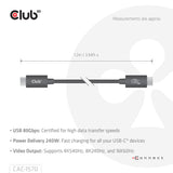Club3D CAC-1570 USB4 USB-C til USB-C 1,2m 240W 8K240Hz Sort