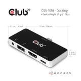 Club3D CSV-1591 USB-C 3.2 4-in-1 Hub Dockingstation Sort